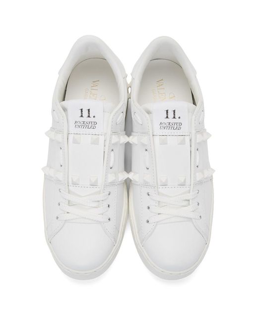 Valentino Rockstud Untitled Open Leather Sneaker in White - Save 48% - Lyst
