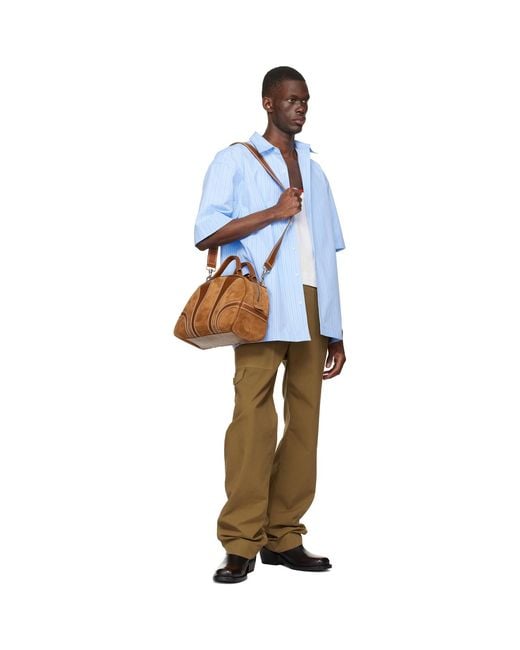Dries Van Noten Brown Tan Suede Duffle Bag for men