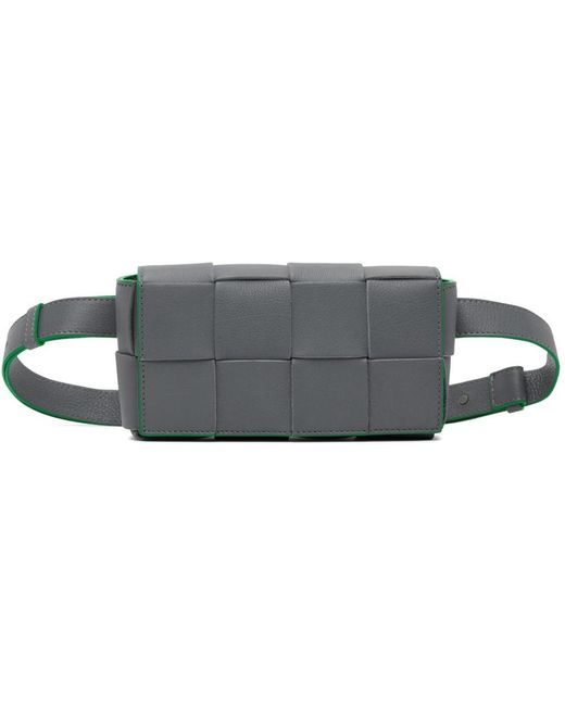Bottega Veneta Black Gray Mini Cassette Belt Bag for men