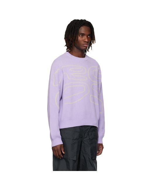 RCOS Purple Stack Logo Knit Sweater for men