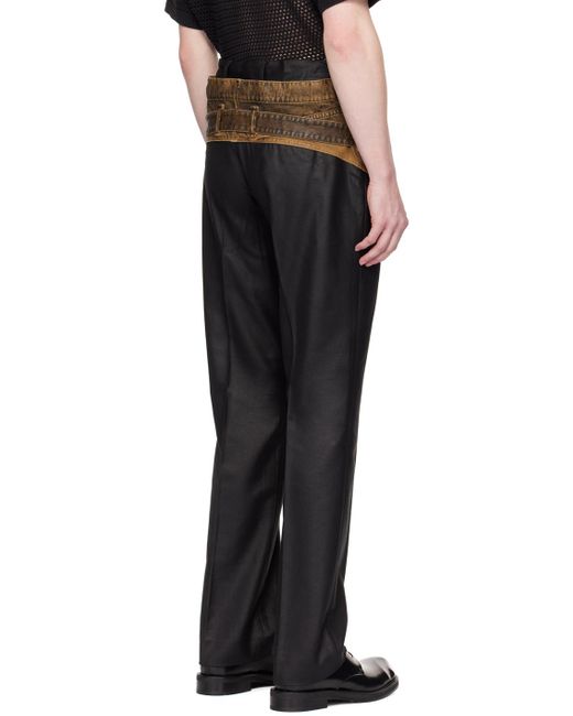 Acne Black Tan Belted Trousers for men
