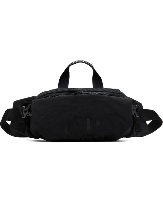 C P Company Black Plain Paper Touch Belt Bag for men