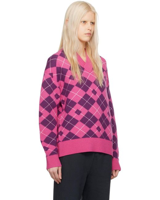 Acne Pink & Purple Argyle Sweater
