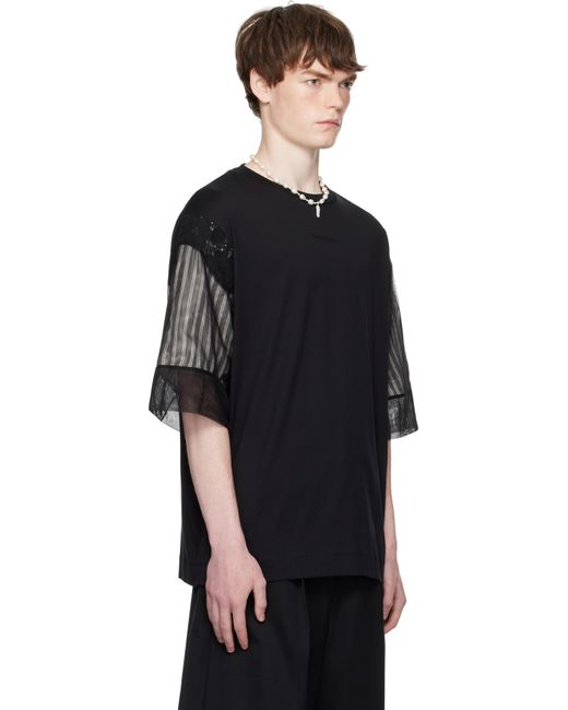 メンズ Simone Rocha ブラック Trapped レース パッチワーク Tシャツ Black