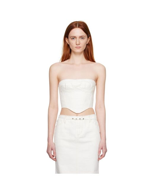 Juneyen White Raw Edge Denim Corset