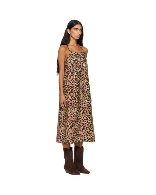 R13 Brown Relaxed Strappy Midi Dress