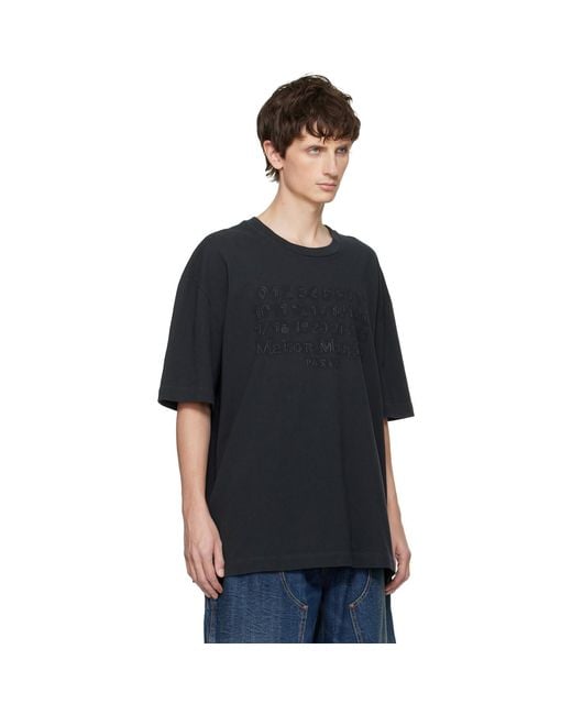 Maison Margiela Black Embroidered Logo T-Shirt for men