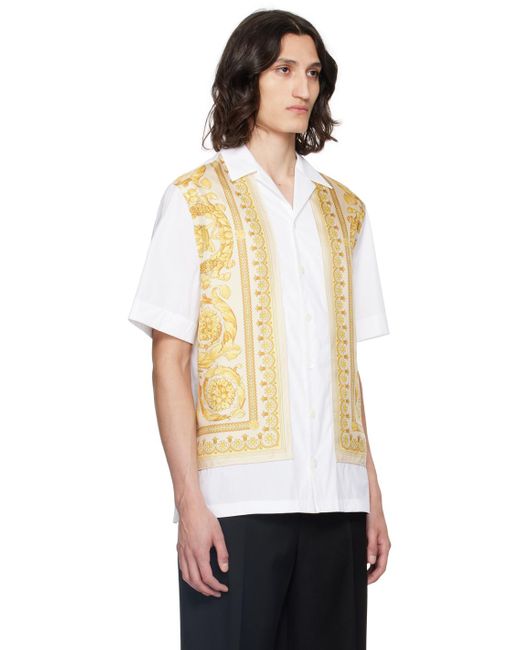 Chemise blanc et doré à motif baroque Versace pour homme en coloris Black