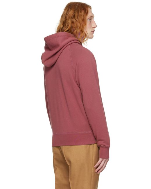 Tom Ford Red Burgundy Garment-dyed Hoodie for men