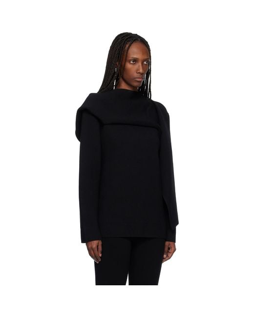 Courreges Black Scarf Oversized Wool Sweater