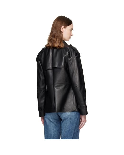 Mackage Black Dolores Double-Breasted Leather Jacket