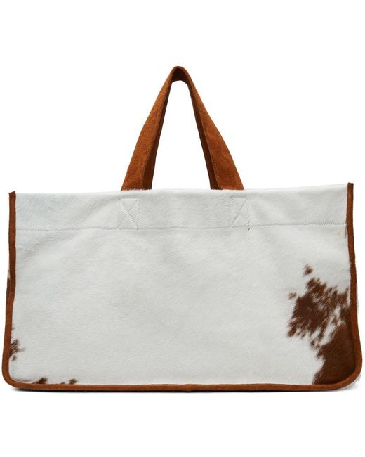 Bode Brown & White Cowhide Log Tote for men