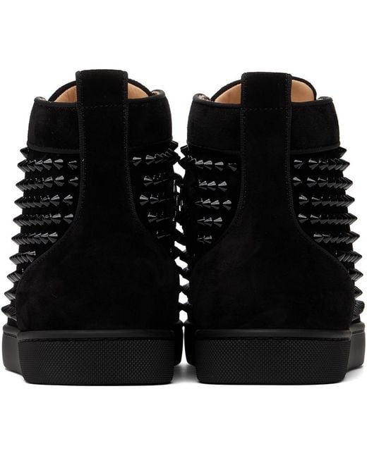 Christian Louboutin Black Louis Orlato Suede High-top Sneakers for men
