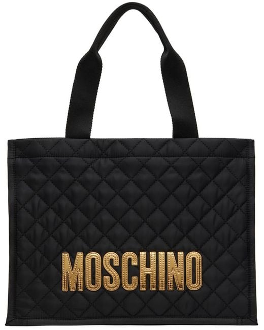Moschino Black Quilted Logo Tote