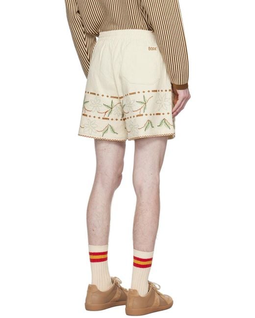 Bode Natural Off-white Gerber Border Shorts for men