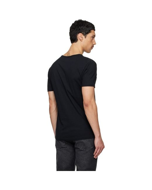 Paul Smith Black Five-Pack Organic Cotton Logo Lounge T-Shirts for men