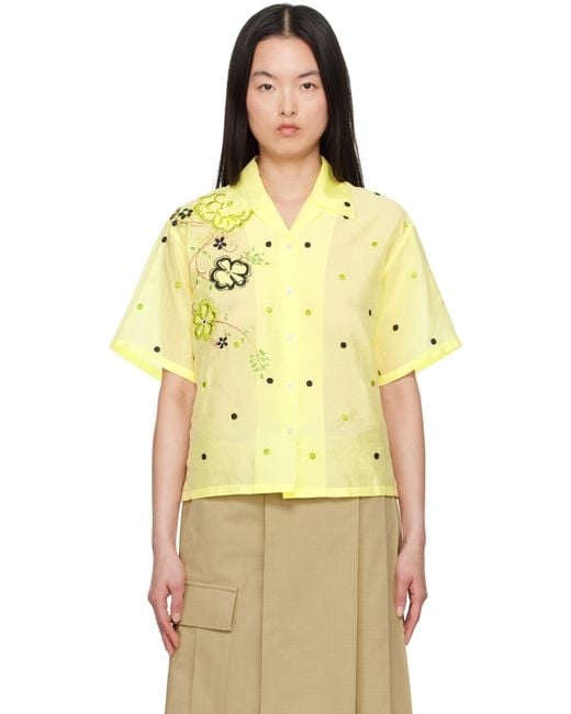 Chemise Jaune À Image De Pivoines Et Motif À Pois Brodés KENZO en coloris Yellow