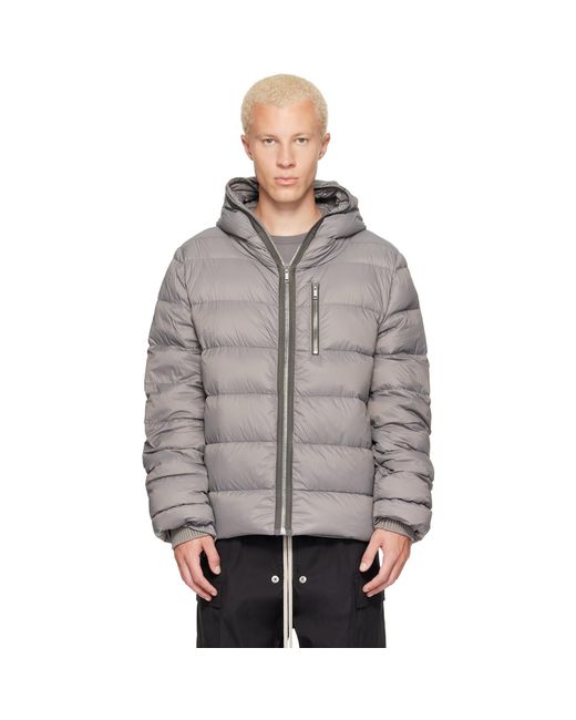 Rick Owens Gray Tower Nylon Duvet Hooded Down Jacket for men