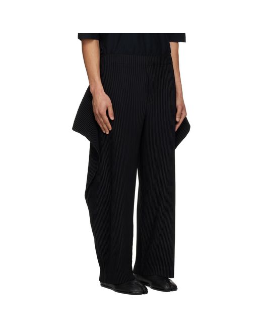 Homme Plissé Issey Miyake Black Cover And Fold Trousers for men