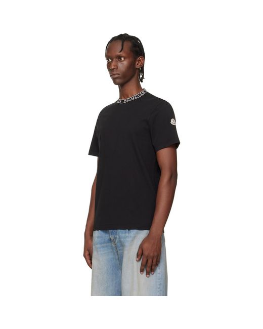 Moncler Black Logo-Trimmed Cotton T-Shirt for men