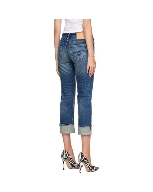 R13 Blue Cuffed Boy Straight Jeans