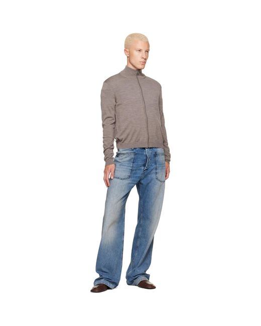 Acne Gray Taupe Zip-Up Bow Logo Track Jacket for men