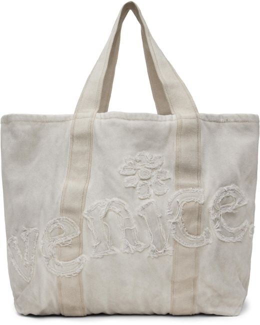 ERL ベージュ Venice トートバッグ ERL トートバッグ UNISEX VENICE TOTE BAG WOVEN メンズ