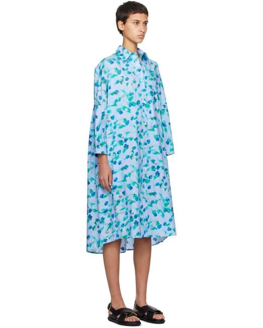 Marni Blue Printed Midi Dress
