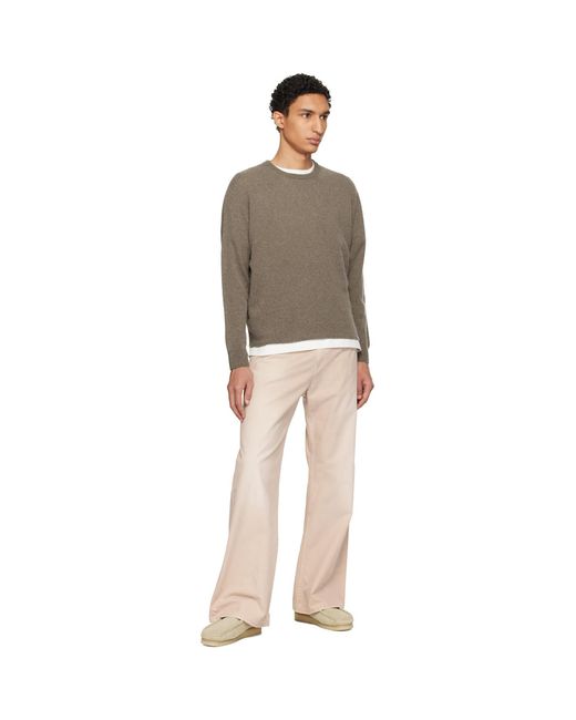 Merz B. Schwanen Brown Taupe Lightweight Merino Wool-Cashmere-Silk Sweater for men