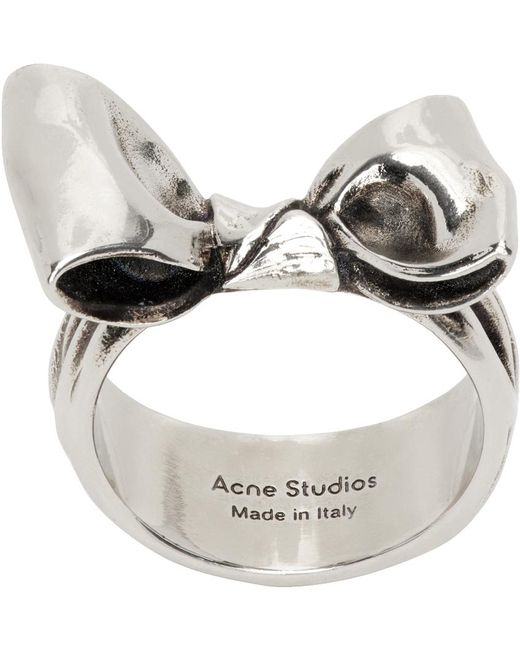 Acne Metallic Silver Karen Kilimnik Edition Bow Ring for men