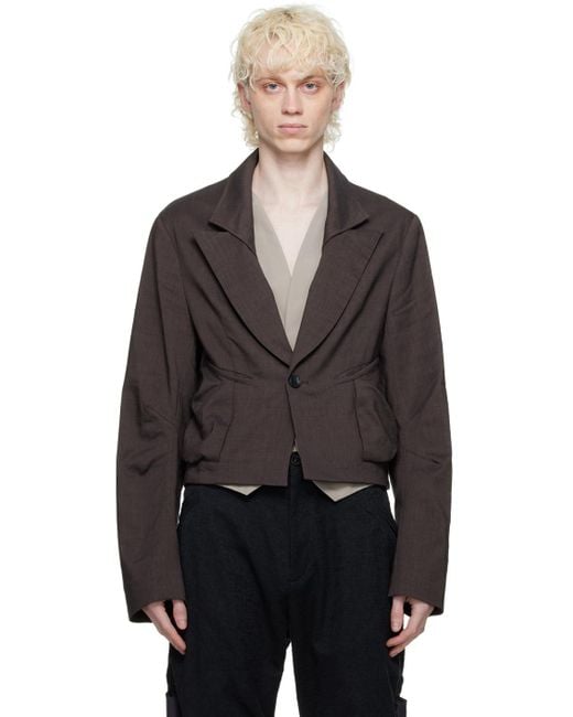 Kiko Kostadinov Brown Antharas Cropped Blazer in Black for Men | Lyst ...