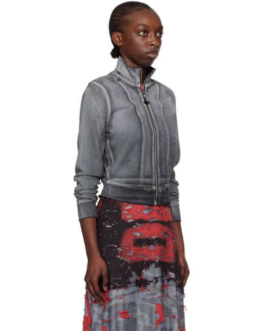 DIESEL D-Emy-S トラックジャケット Women's Zip sweatshirt in printed Track Denim | Grey | Diesel