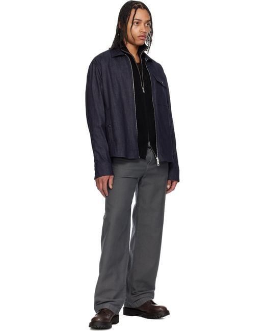 Blouson À Manches Longues Bleu En Denim À Glissière Moncler pour homme en coloris Black