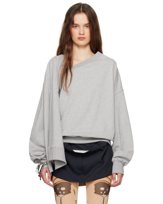 Pushbutton One Shoulder Cape Sweatshirt in Grey | Lyst UK