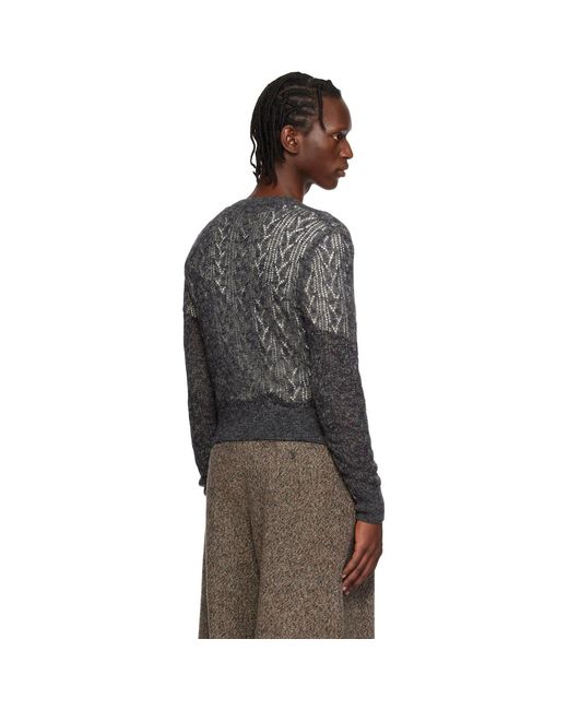 Dries Van Noten Black Open-Knit Cardigan for men