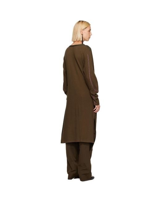 Kiko Kostadinov Brown Khaki Eider Godet Minidress