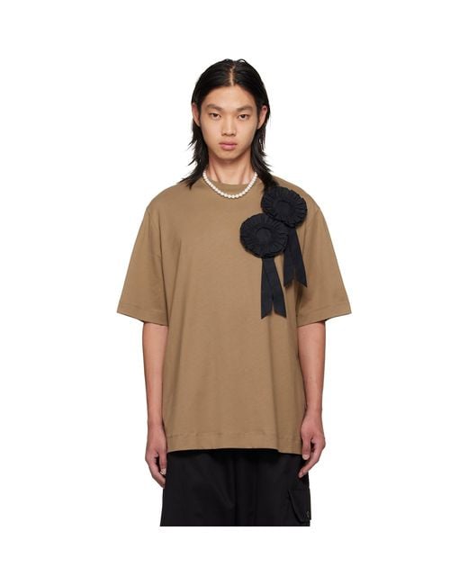 Simone Rocha Brown Khaki Ruffle Rosette Boxy T-Shirt for men