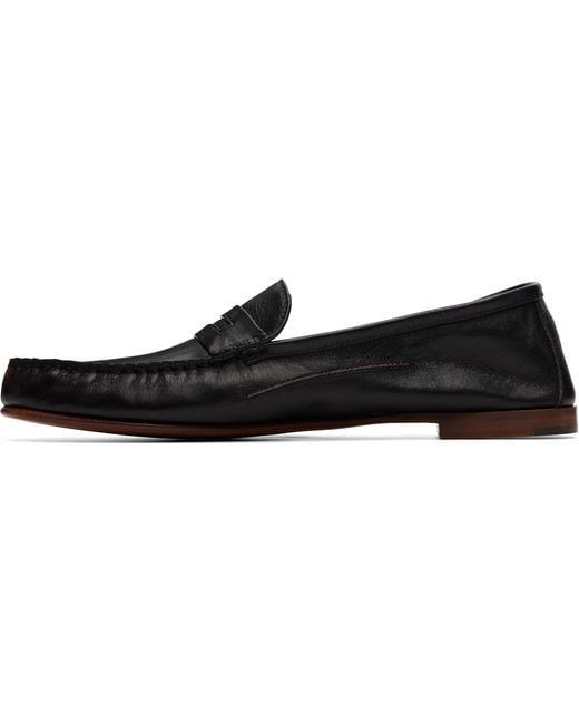 Versace Black Guanto Leather Loafers for men