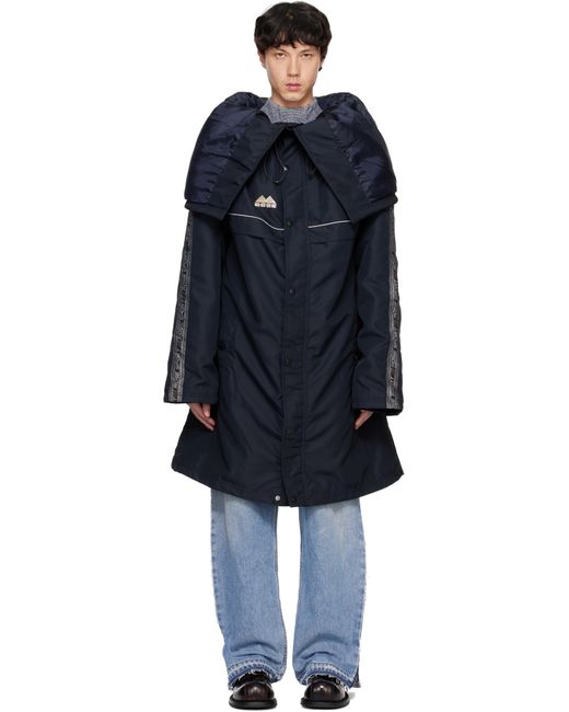 メンズ Martine Rose ネイビー Reverse Manager コート Black