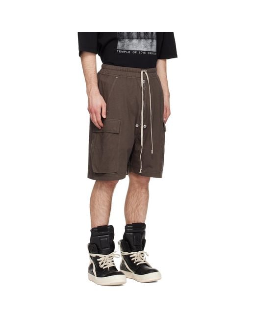 Rick Owens Black Temple Medium Jersey Cargobela Shorts for men