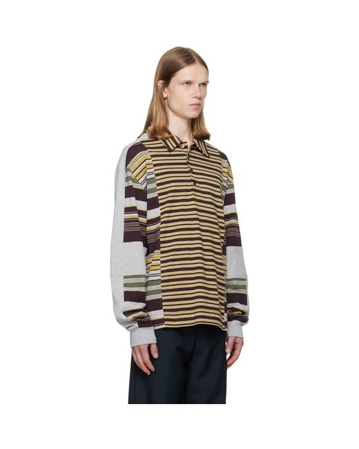 Dries Van Noten Multicolor Burgundy & Striped Cotton Polo for men