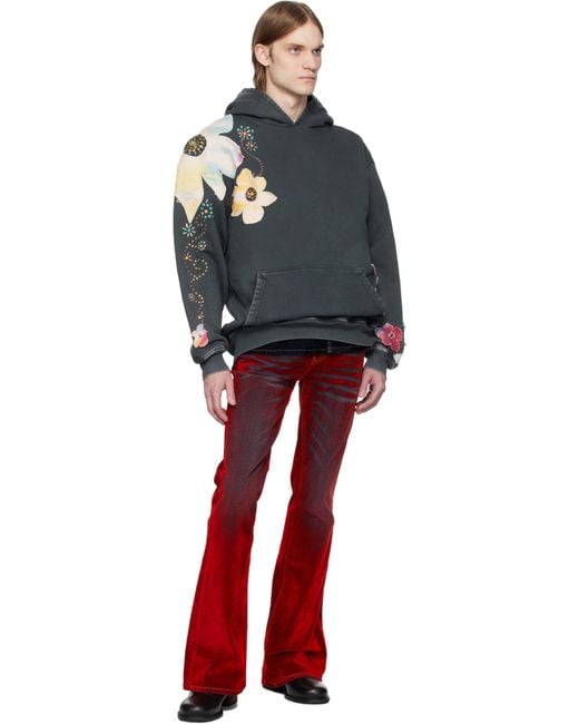 Cout de la Liberte Red Jimmy Stretch Suede Flare Jeans for men