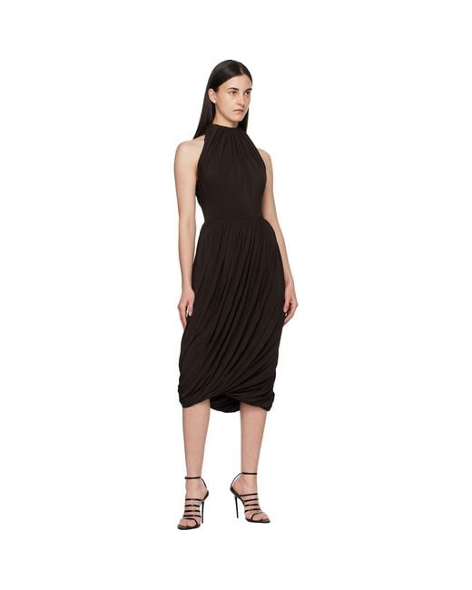 Alaïa Black Twisted Soft Jersey Midi Dress