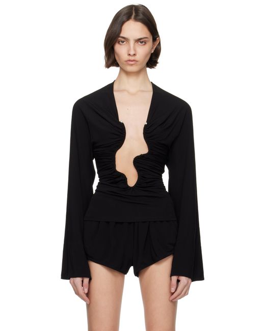 Christopher Esber Black Salacia Ruched Long Sleeve Top