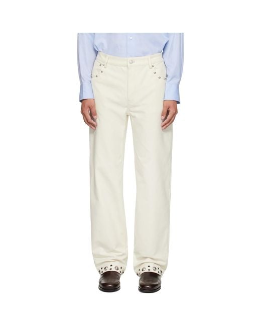 Valentino White Off- Studded Trousers for men
