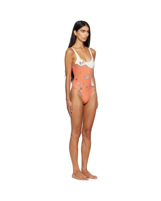Versace Orange Printed One-Piece Swimsuit