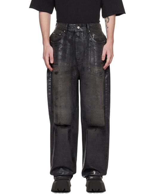 we11done Black Foil Coated Jeans for men