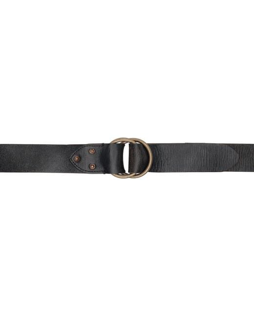 RRL Black Leather Double–o-ring Belt for men