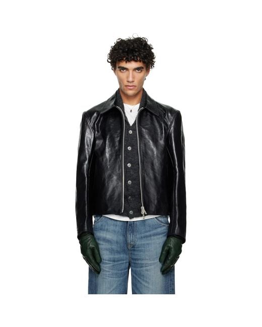 Our Legacy Black Mini Leather Jacket for men