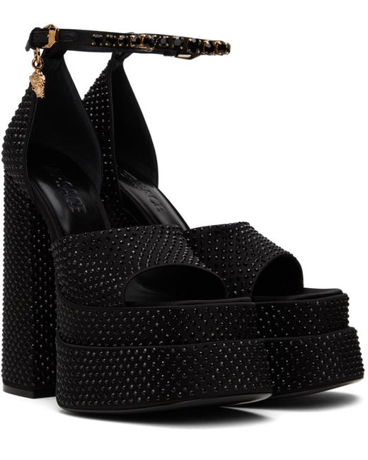Versace Black Medusa Aevitas Embellished Platform Sandals